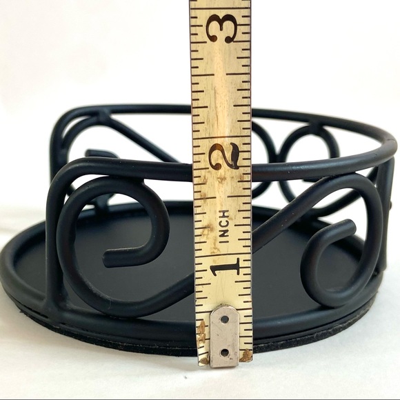 Black Iron Scroll Coaster Holder with Marble Coasters - Picture 7 of 14